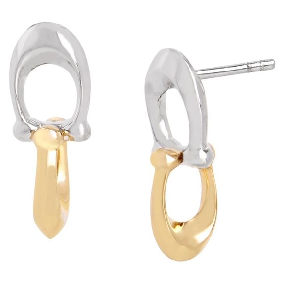 Coach Signature C Double Drop Stud Earrings - Picture 1 of 3